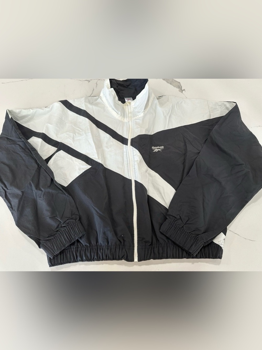 Reebok Black Windbreaker Jacket with White Logo Tag